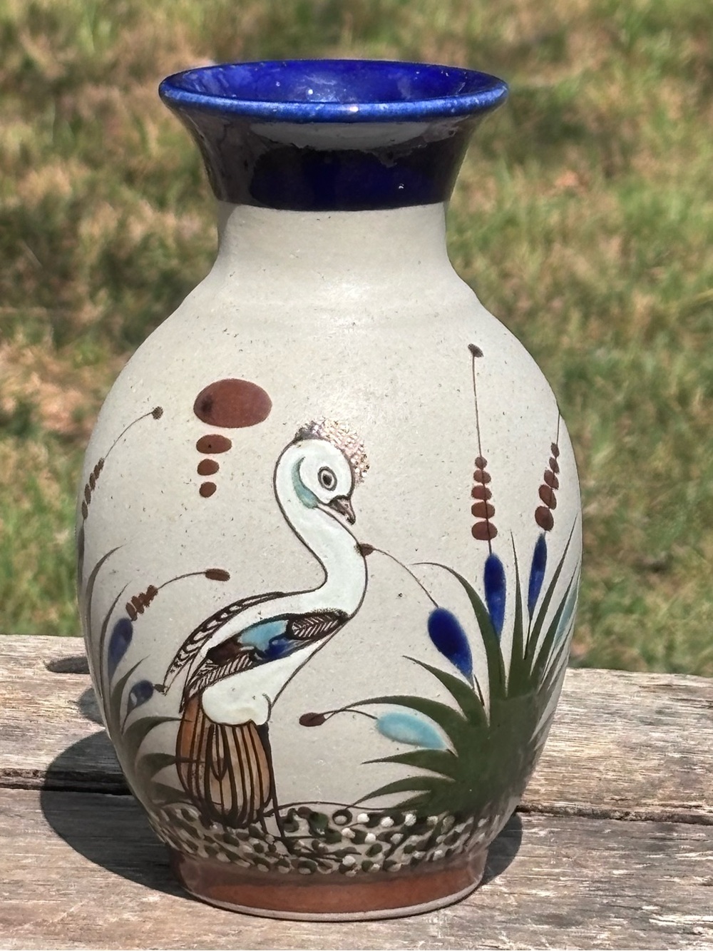 Vintage Tonala’ Pottery Crane Vase!